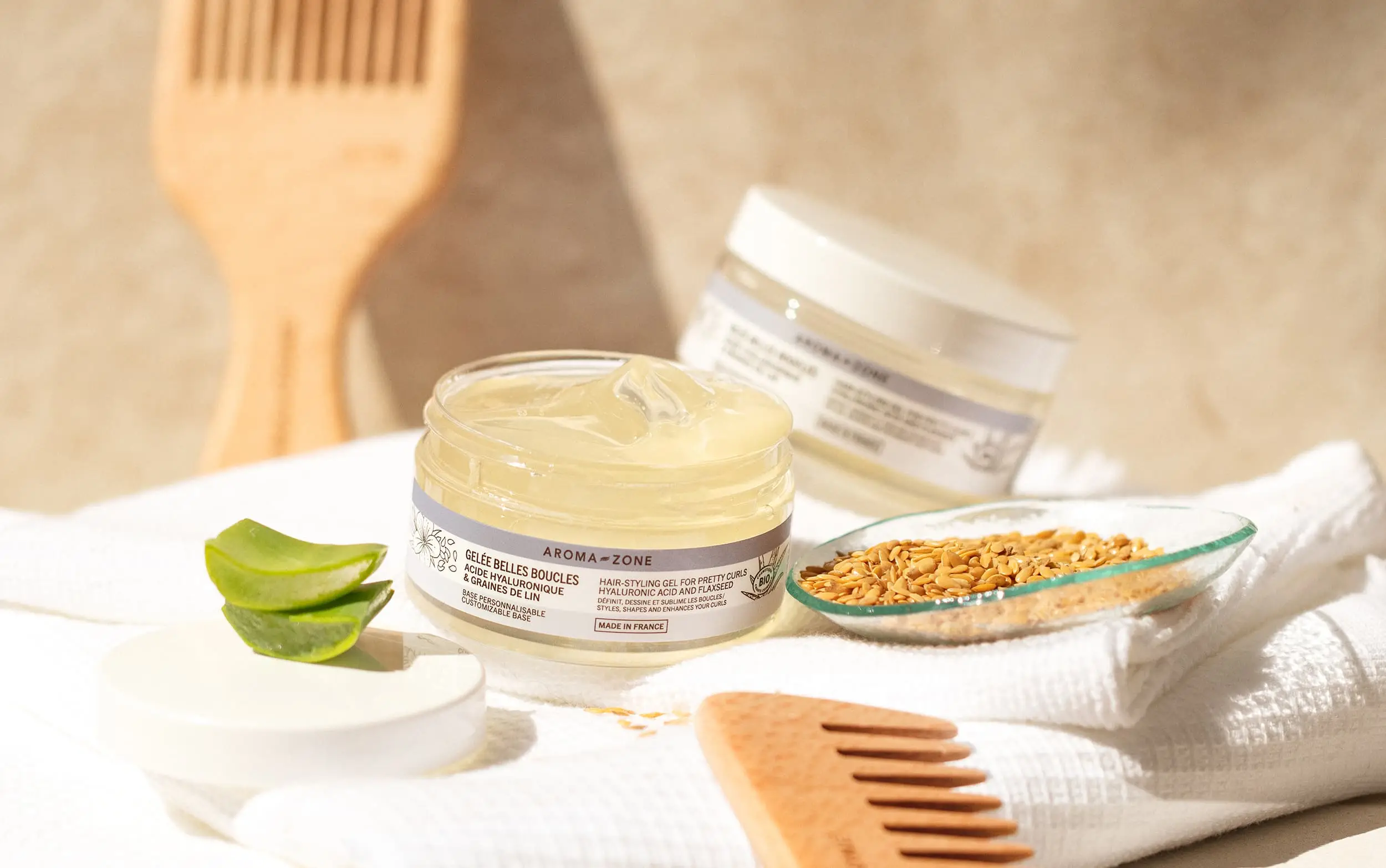 Gel cheveux bouclés acide hyaluronique et graines de lin - aroma-zone