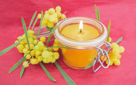 Bougie d'ambiance authentique miel de mimosa