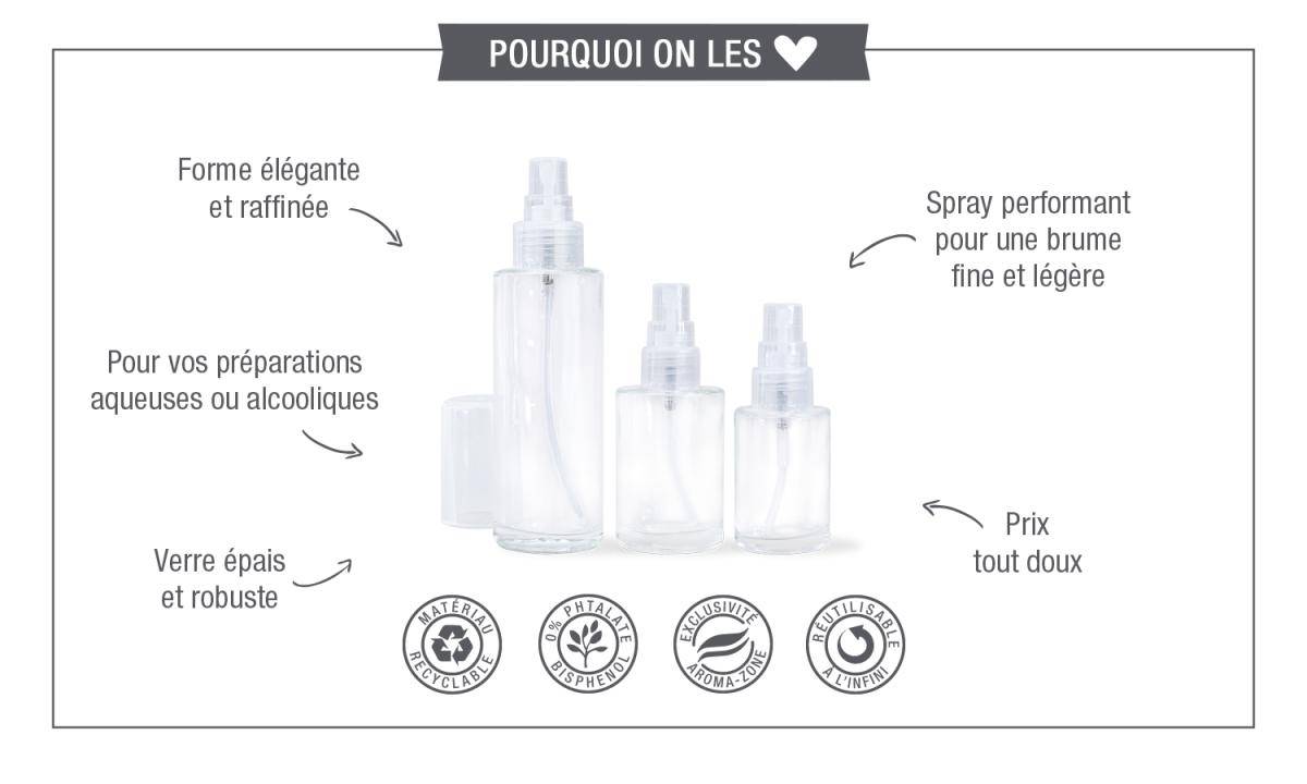 Pourquoi on aime les flacons pompe spray transparents Aroma-Zone ?