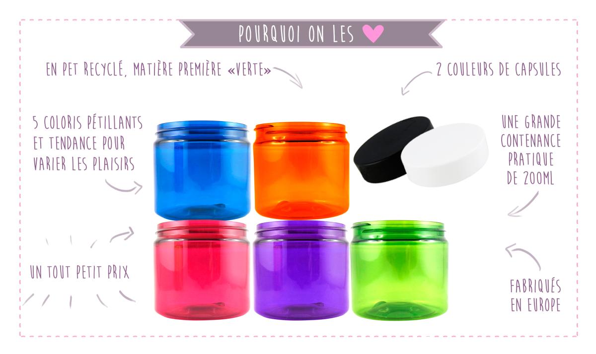 Pot cosmétiques PET Recyclé 200ml Pot cosmétiques PET Recyclé 200ml Violet