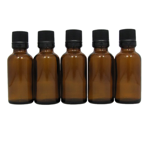 Flacons DIN18 en verre ambré 30 ml avec codigouttes (lot de 5)