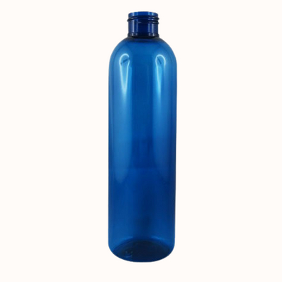 Flacon transparent PET recyclé bleu turquoise 250 ml - 24/410 - sans bouchage