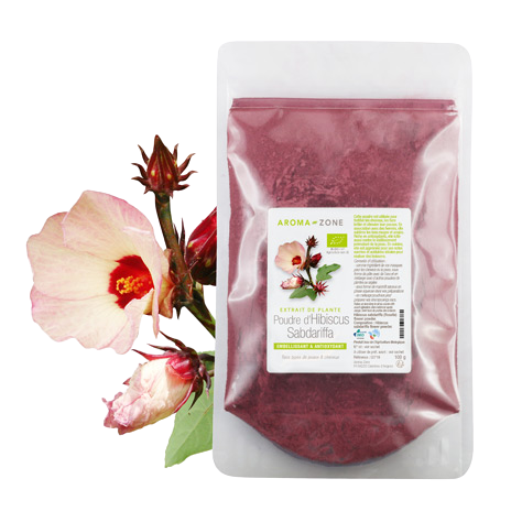 Poudre d'hibiscus bio - Acheter les fleurs d'hibiscus alimentaire et  cheveux en poudre