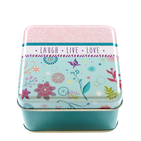 Boîte en métal LAUGH LIVE LOVE