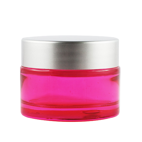 Pot verre rose 30 ml avec capot argent mat
