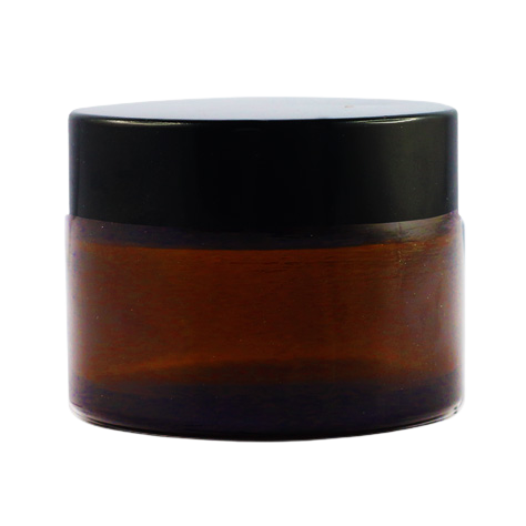 Pot verre ambré 50 ml avec capot noir