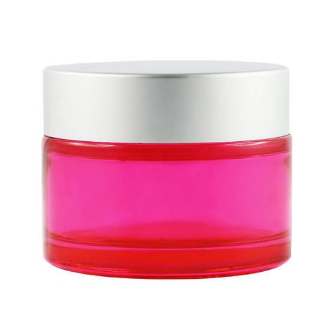 Pot verre rose 50 ml avec capot argent mat