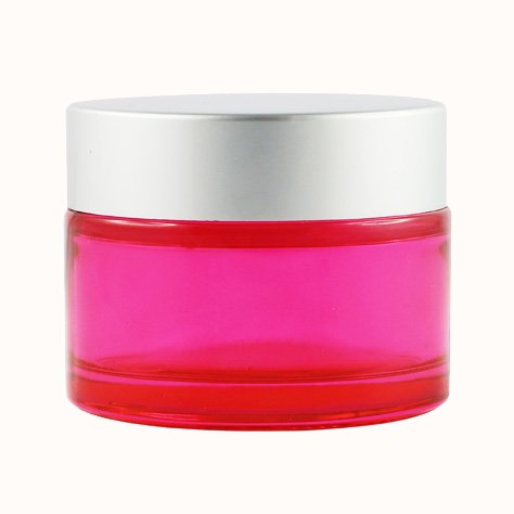 Vasetto in vetro rosa 50 ml coperchio argento opaco
