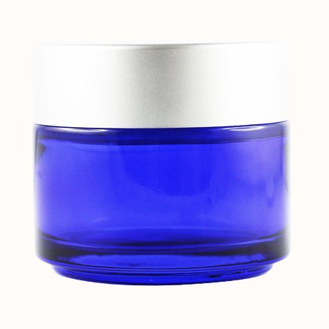 Vasetto in vetro blu 100 ml coperchio argento opaco