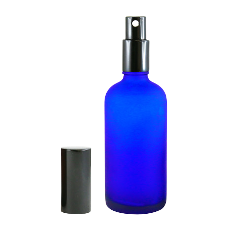 Vaporisateur verre bleu 100 ml avec spray aluminium