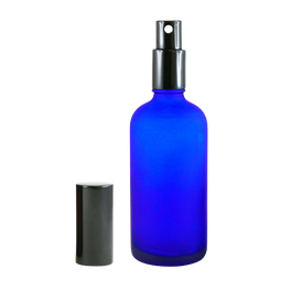 Flacon spray en verre bleu dépoli 100mL
