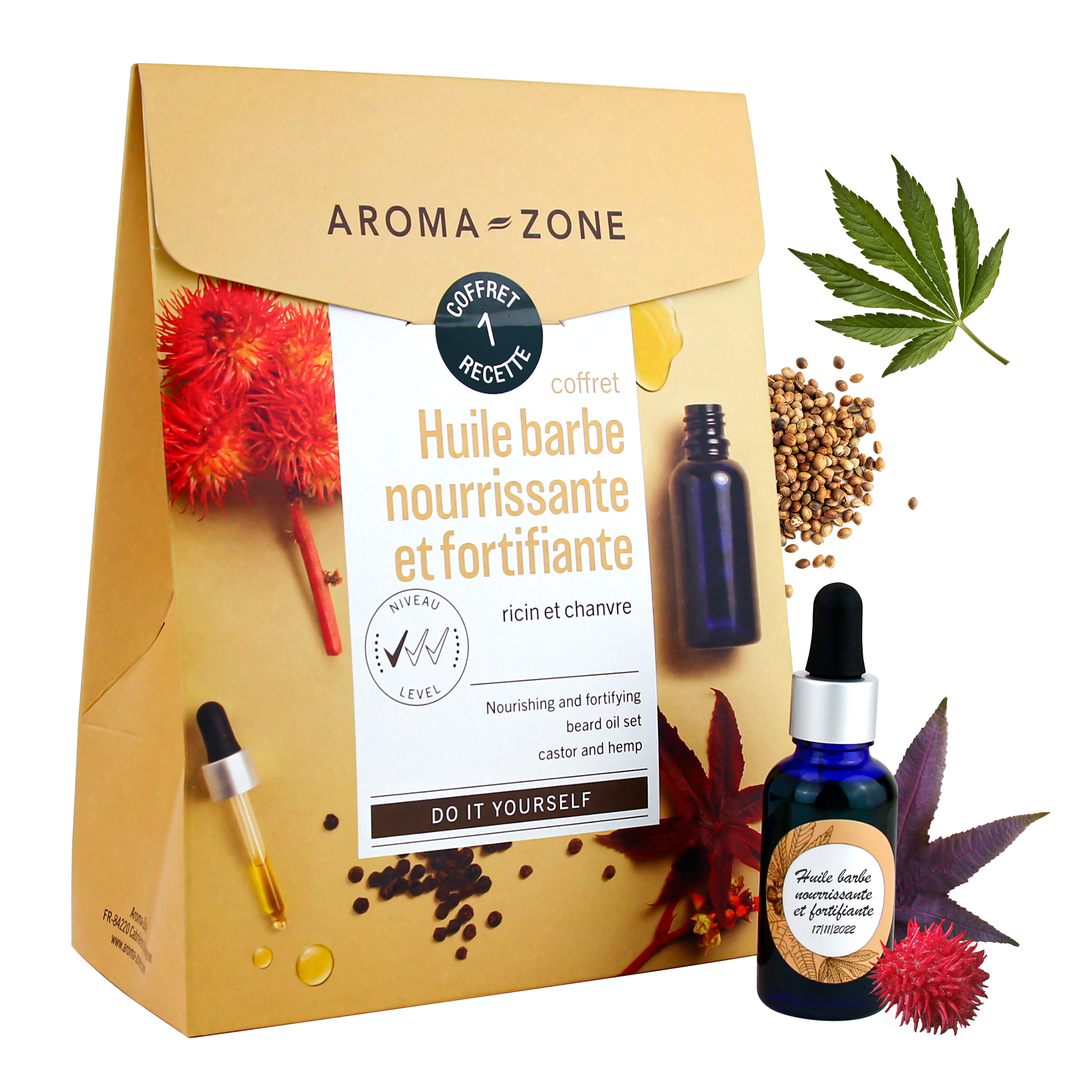 Coffret cosmétique maison Huile barbe nourrissante et fortifiante