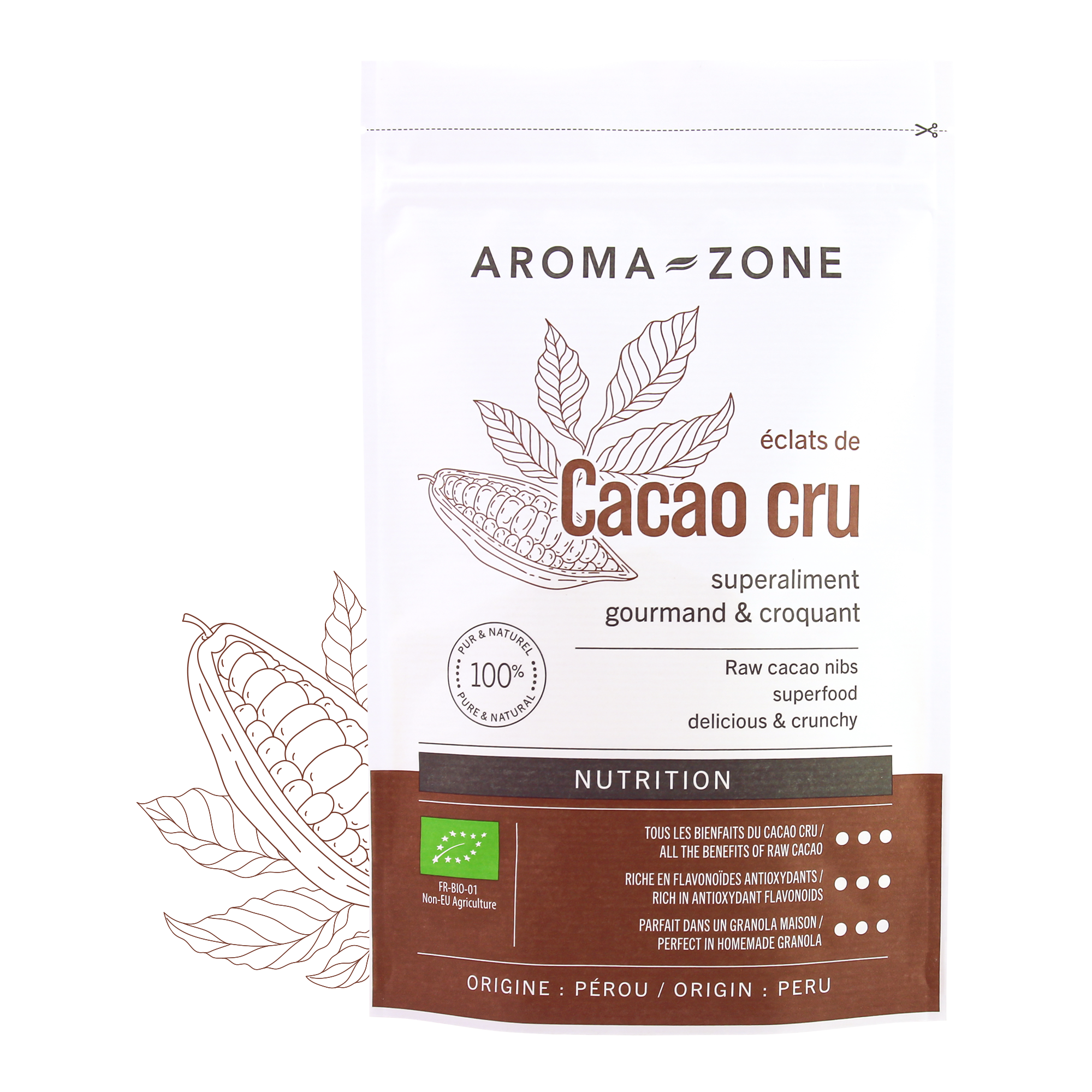 Eclats de cacao cru Bio - Superaliment