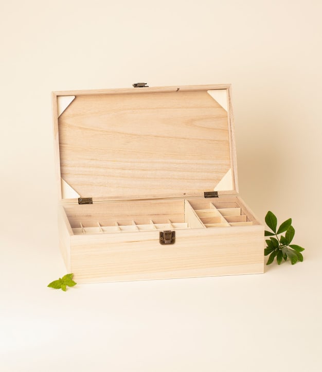 Boîte rangement huiles essentielles en bois Maxi pour 50 flacons