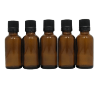 Flacons DIN18 en verre ambré 30 ml avec codigouttes (lot de 5)