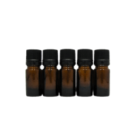 Flacons DIN18 en verre ambré 5 ml avec codigouttes (lot de 5)
