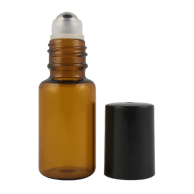 Flacon roll-on 5 ml en verre ambré et bille acier