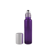 Flacone roll-on in vetro viola e sfera in acciaio 15 ml