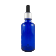 Flacon DIN18 compte-goutte en verre bleu 50ml