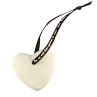 Galet diffuseur coeur blanc crème avec lien de suspension