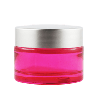 Pot verre rose 30 ml avec capot argent mat