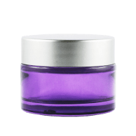 Pot verre violet 30 ml avec capot argent mat