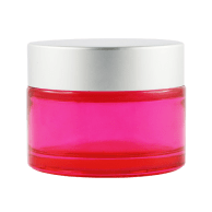 Pot verre rose 50 ml avec capot argent mat