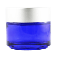 Vasetto in vetro blu 100 ml coperchio argento opaco