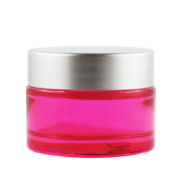 Pot verre rose 30 ml avec capot argent mat