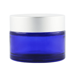 Vasetto in vetro blu 50 ml coperchio argento opaco