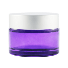 Pot verre violet 50 ml avec capot argent mat