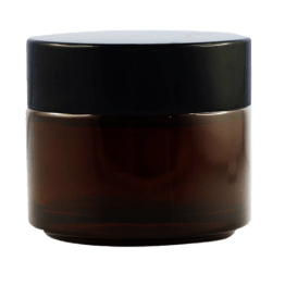 Pot verre ambré 100 ml avec capot noir