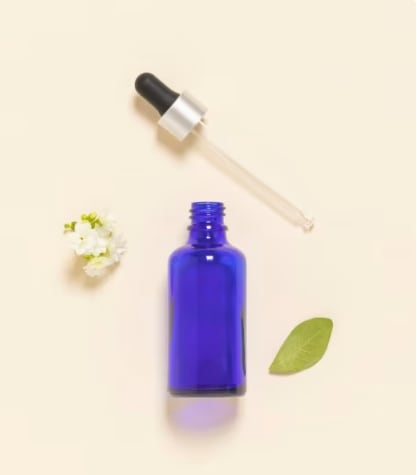 DIN18 blue glass dropper bottle, 50 ml