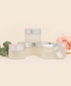 Pots verre dépoli 50 ml avec capot argent mat (lot de 6)