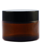 Pot verre ambré 50 ml avec capot noir