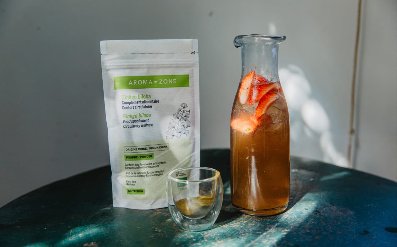 Infusion glacée verveine, fraise & ginkgo : une boisson fraîche et délicatement fruitée
