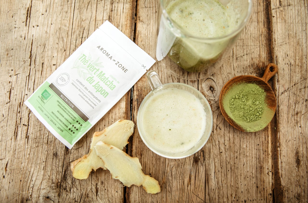 Jus pomme, gingembre et thé vert matcha : une boisson détox et énergisante au quotidien