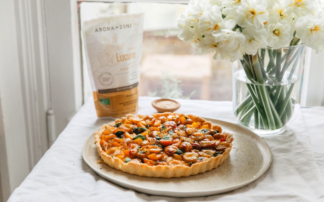 Tarte aux mirabelles & basilic à la lucuma : une recette fruitée aux notes caramélisées