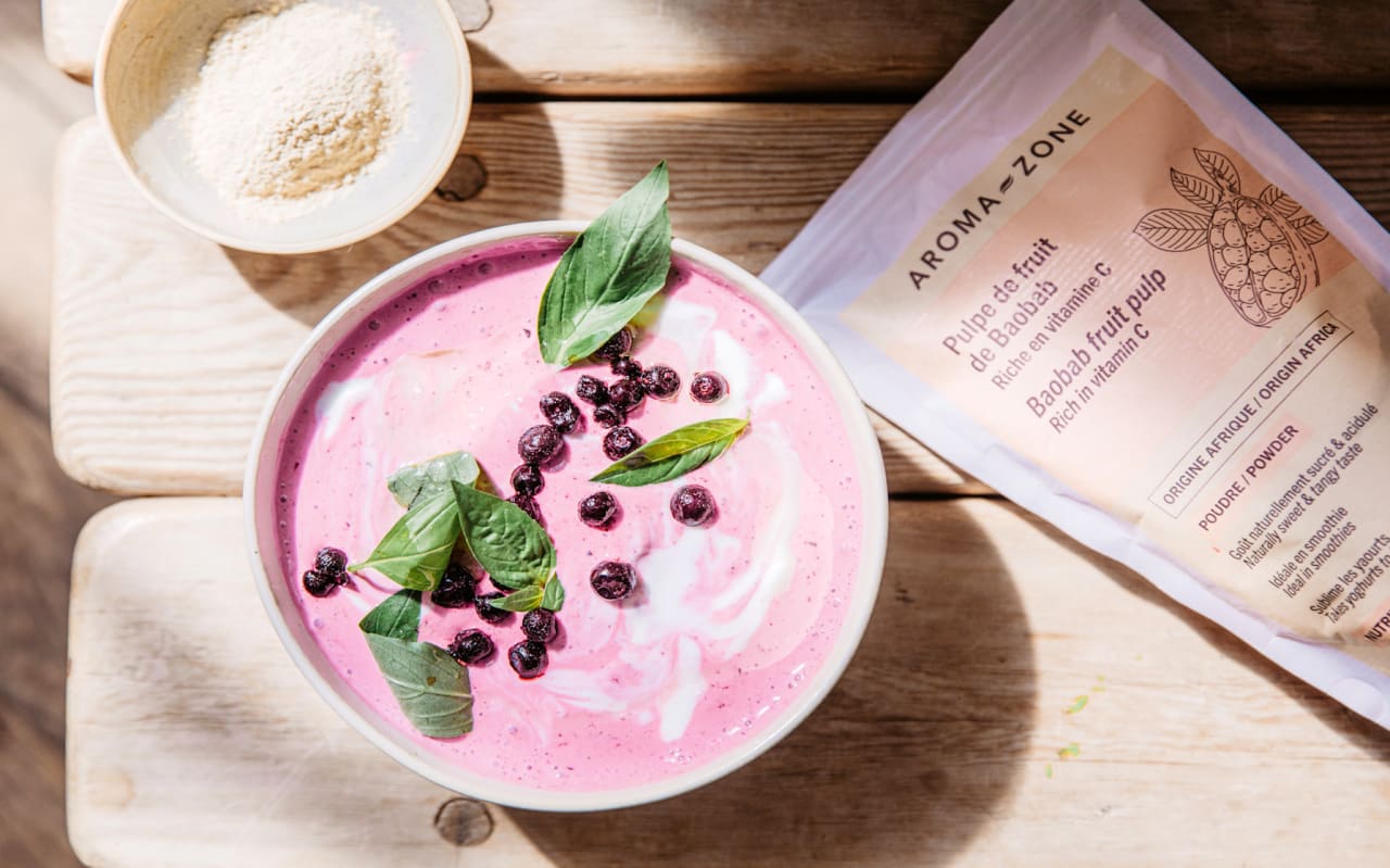 Frozen yogurt myrtille & miel au baobab : un dessert glacé frais et fruité  