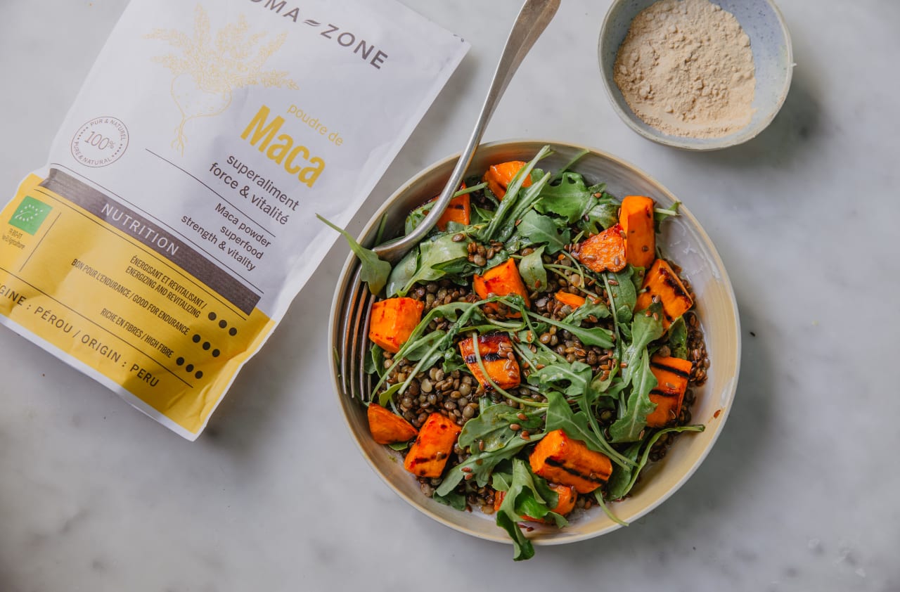 Salade tiède de lentilles et patate douce rôtie : énergie et vitalité