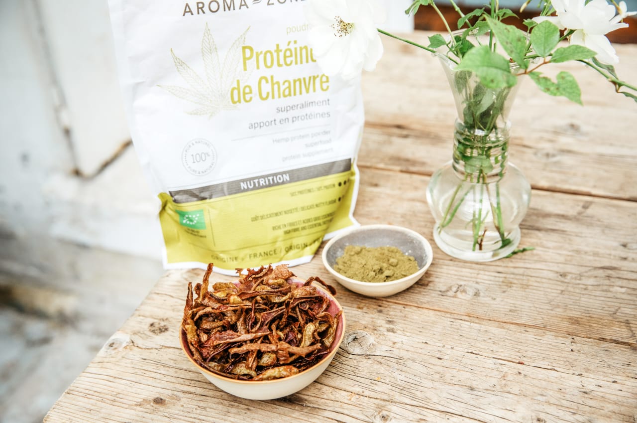Chips de carottes & betterave au four à la protéine de chanvre : un snack croustillant et coloré