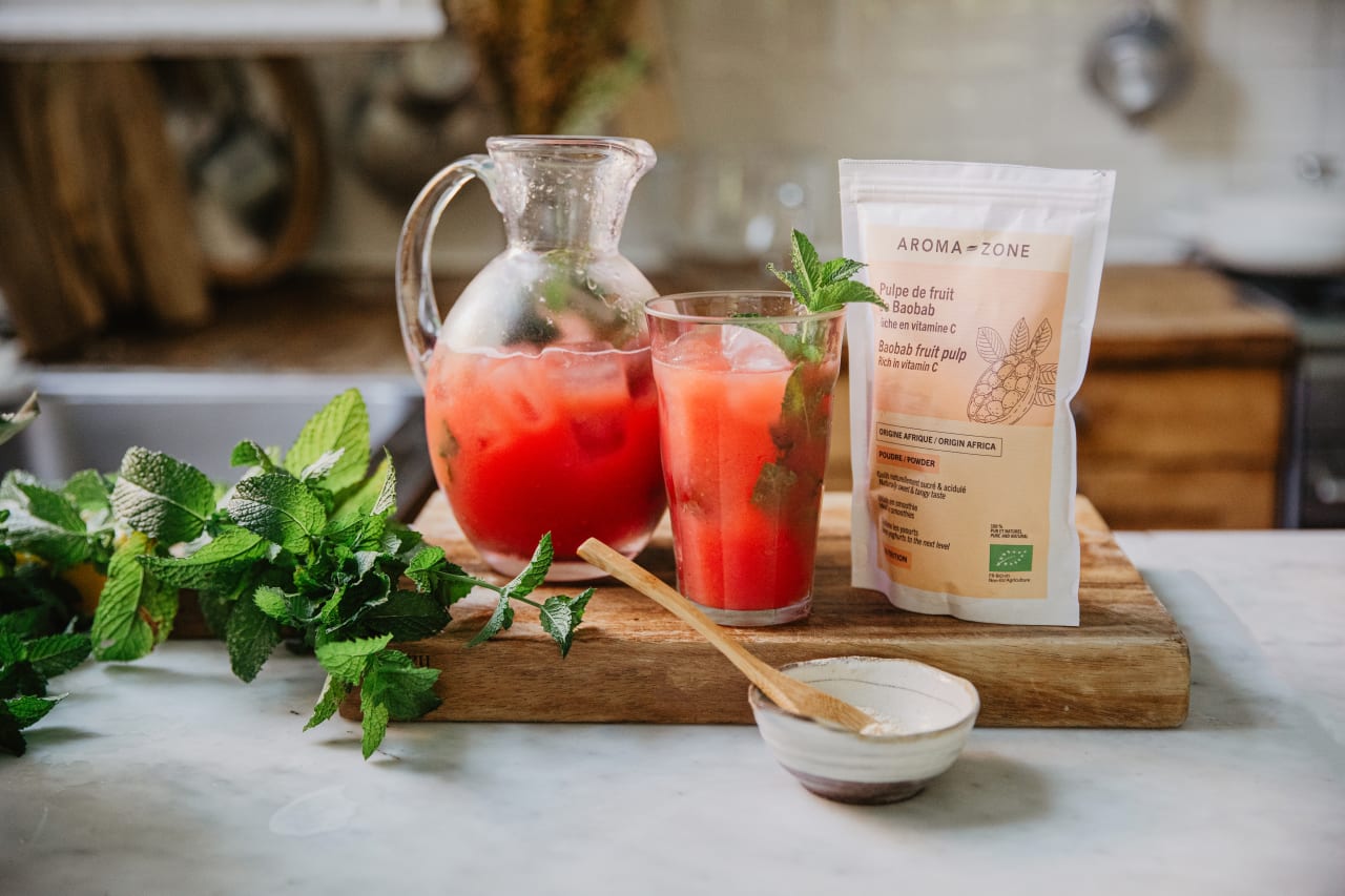 Limonade pastèque & menthe au baobab : une boisson fraîche et fruitée 