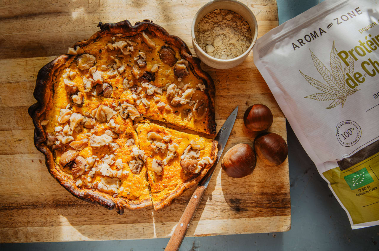 Tarte de potimarron et châtaignes aux protéines de chanvre : un dessert automnal réconfortant et nourrissant