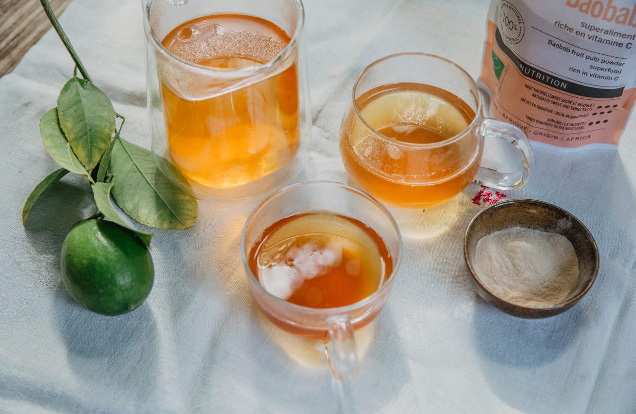 Infusion relaxante au Rooibos, fleurs d’oranger et Baobab pour favoriser détente, sommeil et éclat de la peau