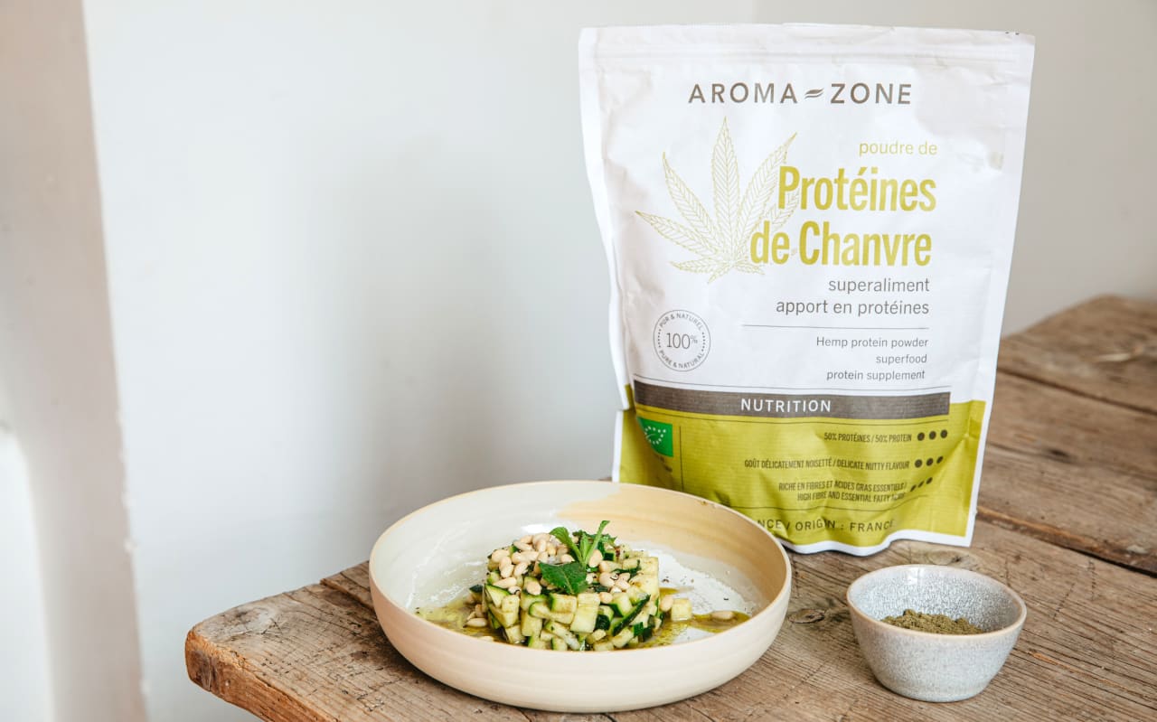 Tartare de courgettes à la menthe & protéine de chanvre : une recette fraîche, crue et végétale