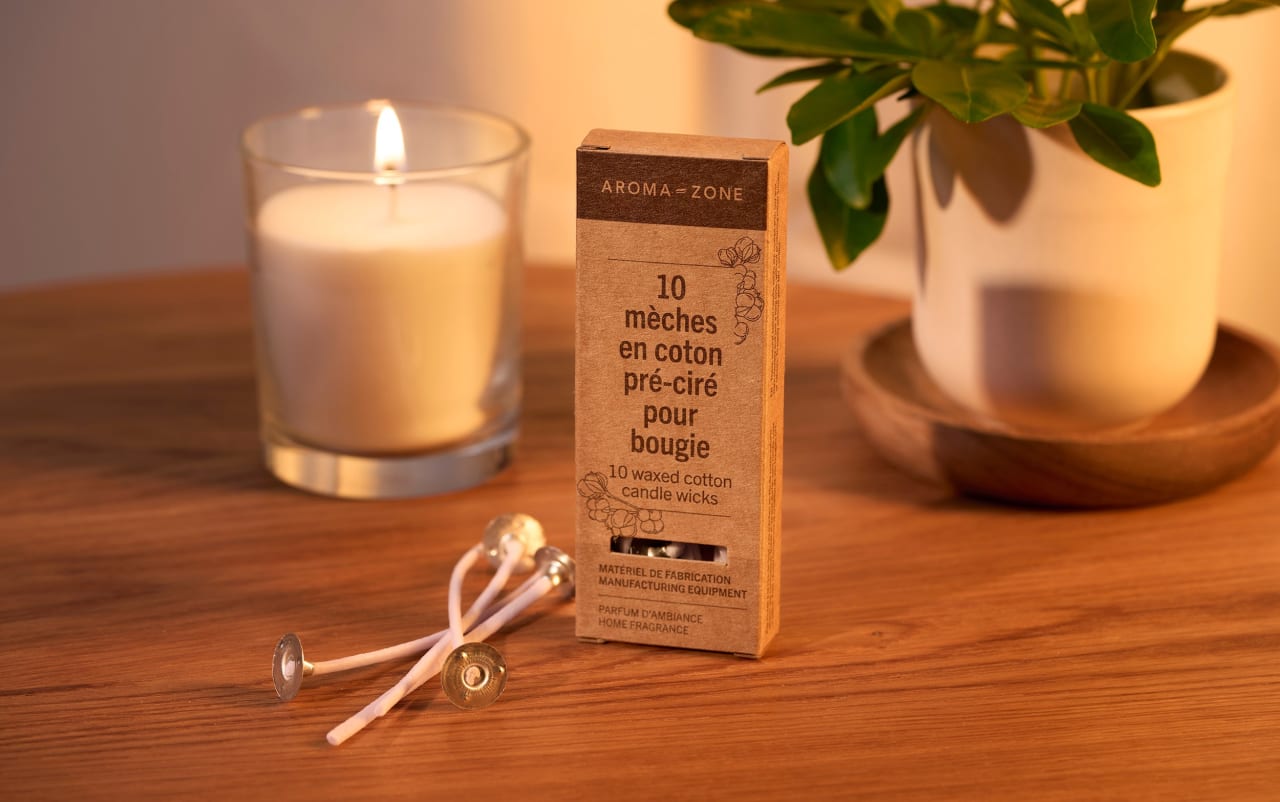 Kit Stoppini Per Candele Fai Da Te - 10 Pezzi Da 10 Cm, Con Centrino E 10 Adesivi, Cotone Naturale Precerato