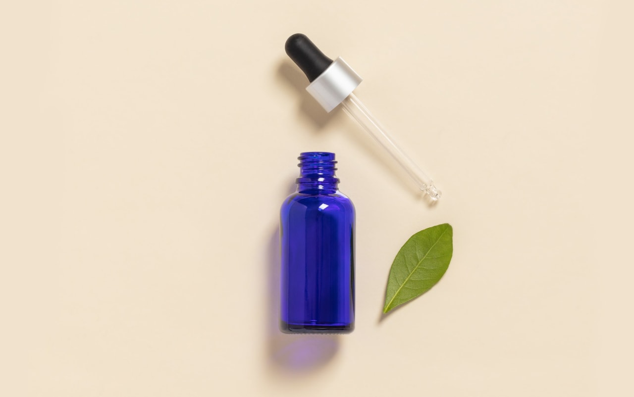 Flacone contagocce DIN18 in vetro blu 30 ml