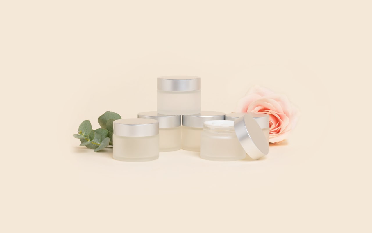 Pots verre dépoli 50 ml avec capot argent mat (lot de 6)