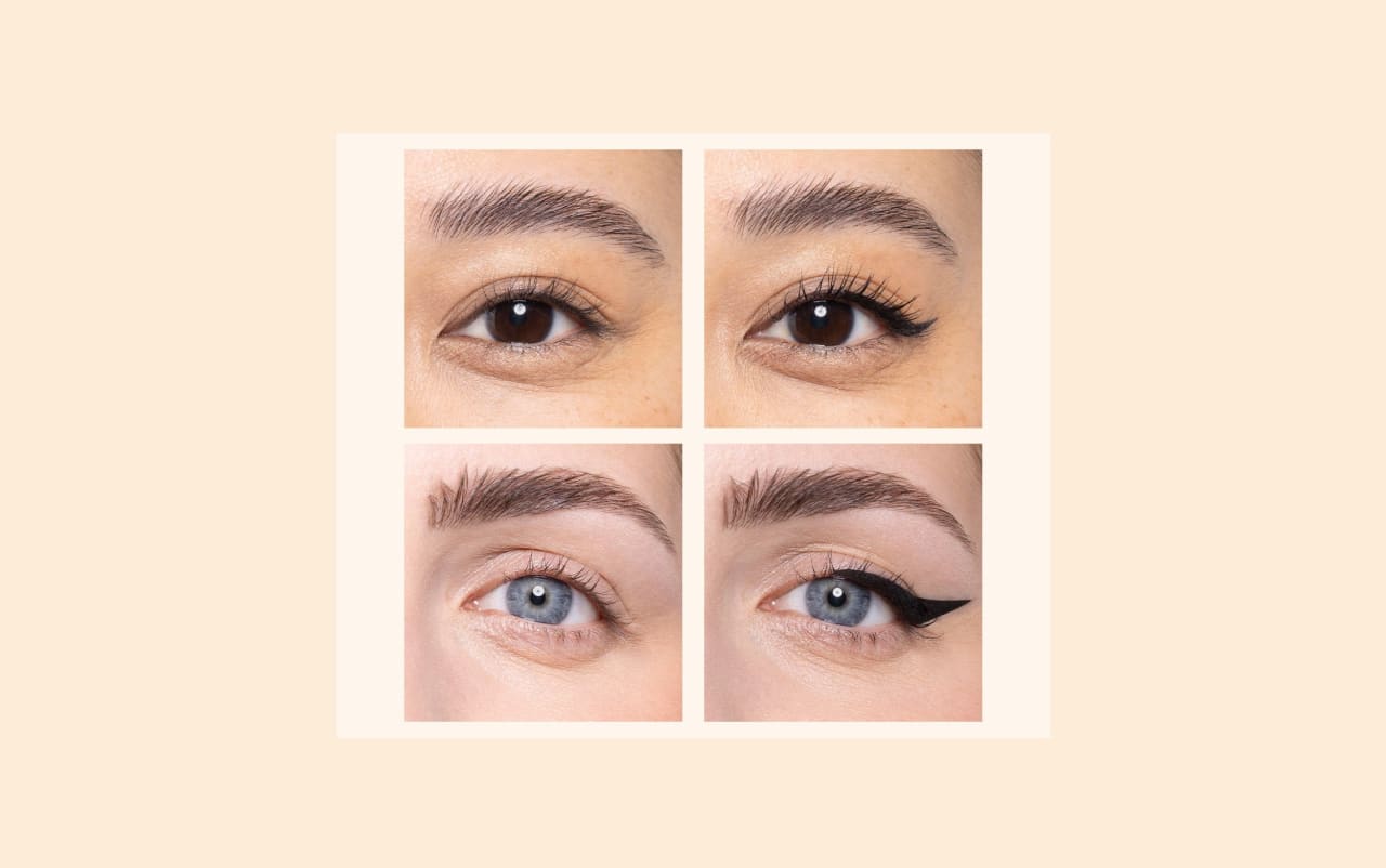 Avant après d'utilisation d'eye liner