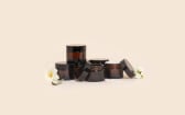 Pots verre ambré 50 ml avec capot noir (lot de 6)
